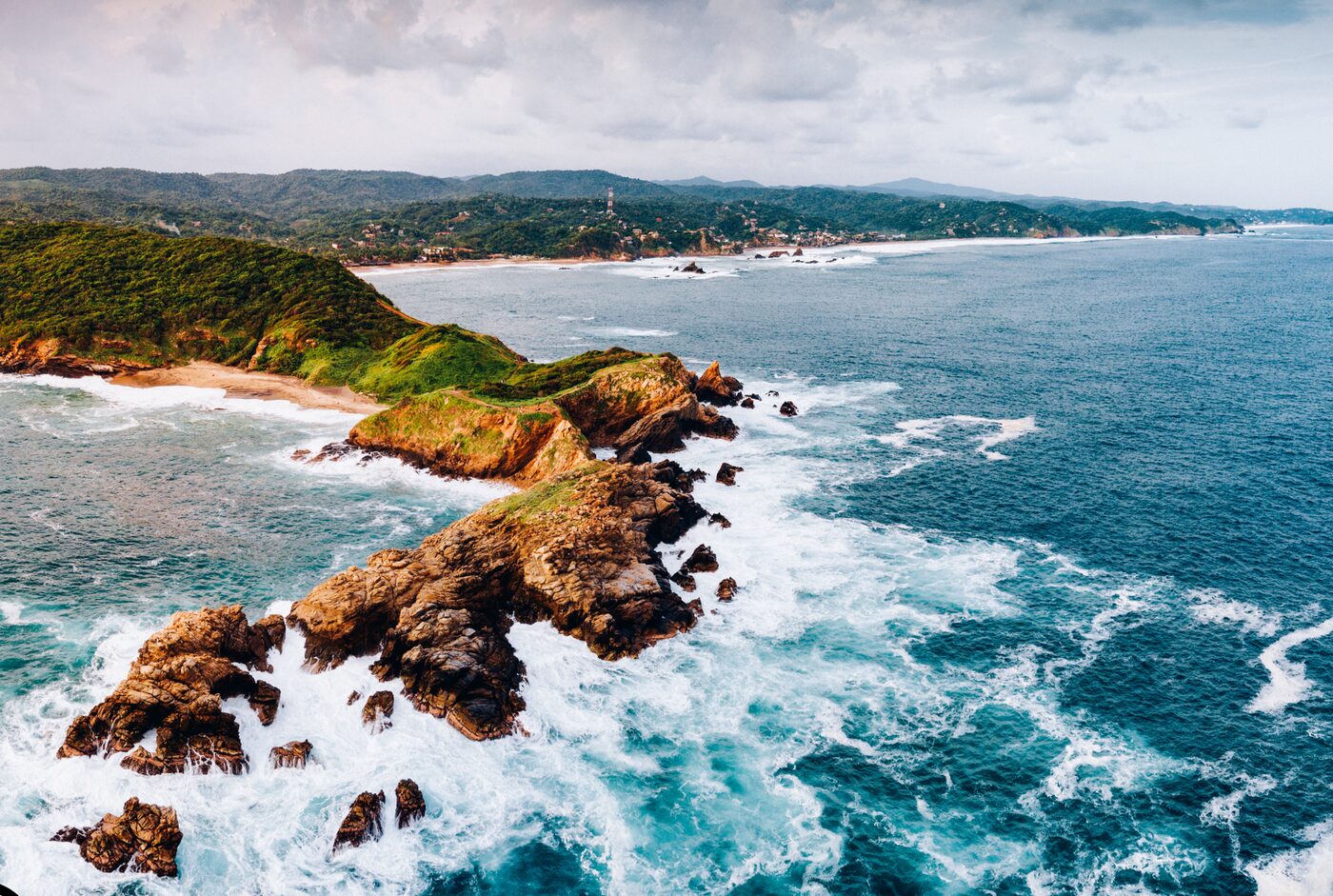 The Atlantic coastline at the end of the street in A Coruña